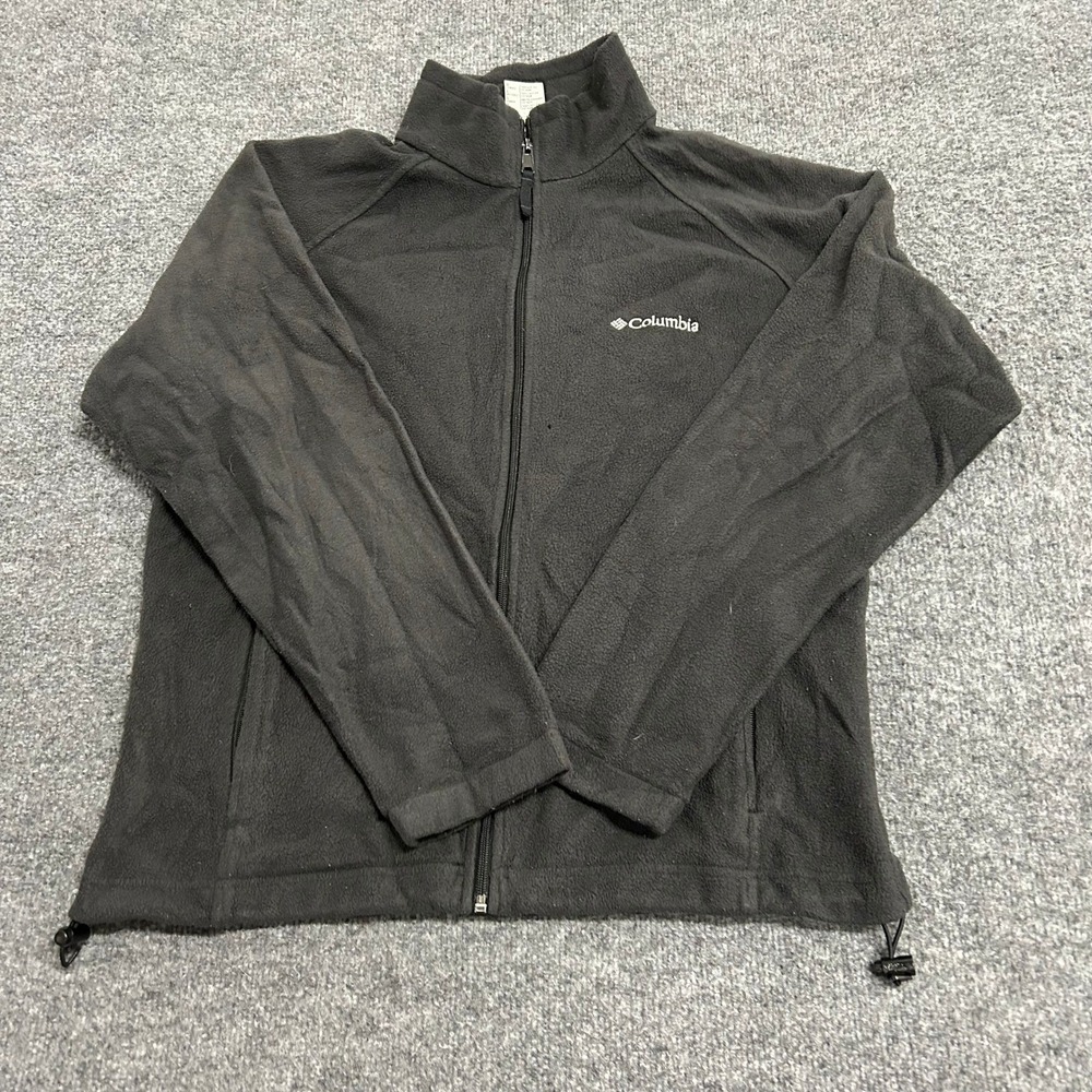 Columbia Fleece Jacket Womens Size L Black Full Zip Mock Neck Outdoor WL6114